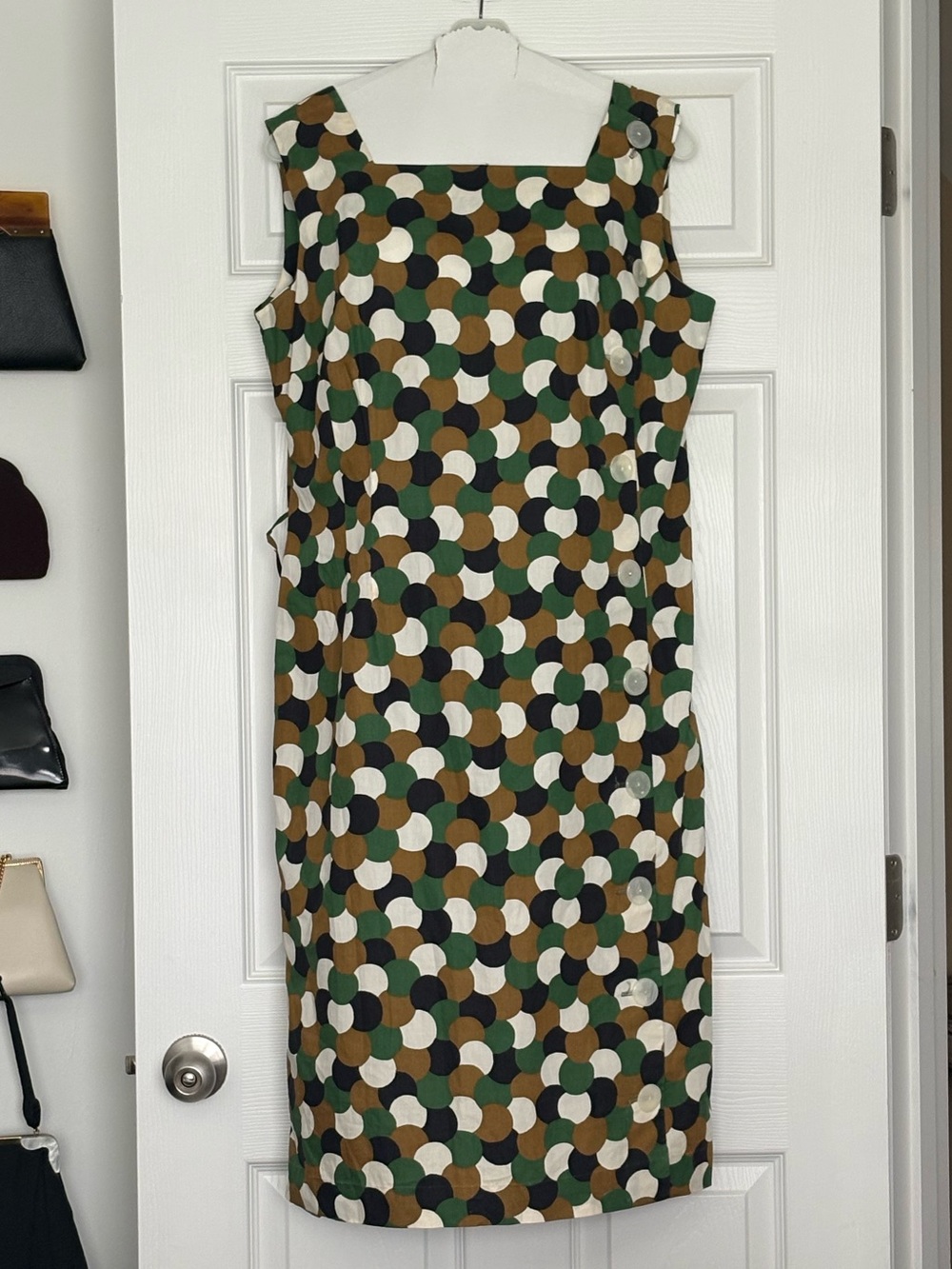 Vintage (1960s?) Volup Homemade Sleeveless Geometric Print Shift Dress